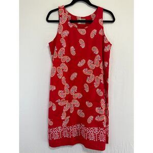 Ohana Collection Women's Red Paisley Sheath Dress With Front Pockets Size L